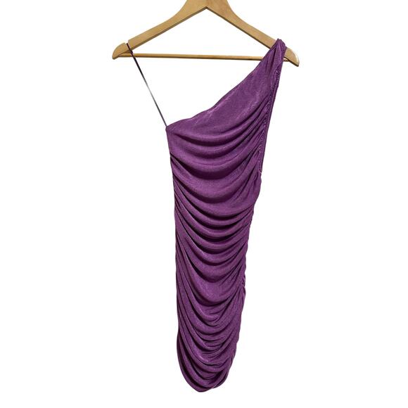 Lioness The goddess mini ruched purple one shoulder dress size 0 NEW - Picture 7 of 7